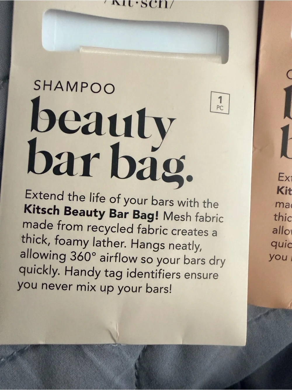 Kitsch Beauty Bar Bag Pair in Cream and Peach and travel bar holder